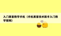 入门黑客教学手机（手机黑客技术新手入门教学视频）