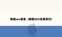 黑帽seo黑客(黑帽SEO处理事件)