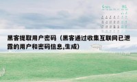 黑客提取用户密码(黑客通过收集互联网已泄露的用户和密码信息,生成)