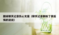 删掉聊天记录伤心文案（聊天记录删除了很后悔的说说）