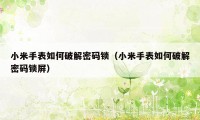 小米手表如何破解密码锁（小米手表如何破解密码锁屏）