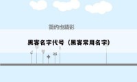黑客名字代号(黑客常用名字)