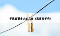 学黑客要多大的文化（黑客能学吗）