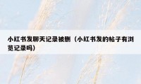 小红书发聊天记录被删(小红书发的帖子有浏览记录吗)