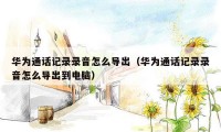 华为通话记录录音怎么导出(华为通话记录录音怎么导出到电脑)
