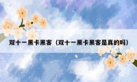 双十一黑卡黑客（双十一黑卡黑客是真的吗）