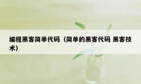 编程黑客简单代码（简单的黑客代码 黑客技术）