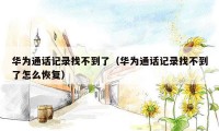 华为通话记录找不到了(华为通话记录找不到了怎么恢复)