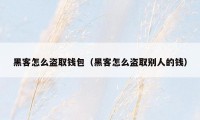 黑客怎么盗取钱包（黑客怎么盗取别人的钱）