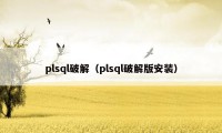 plsql破解（plsql破解版安装）