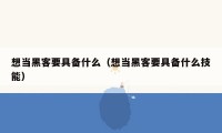 想当黑客要具备什么(想当黑客要具备什么技能)