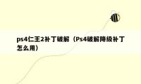 ps4仁王2补丁破解（Ps4破解降级补丁怎么用）