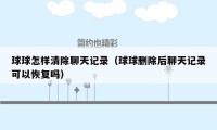 球球怎样清除聊天记录(球球删除后聊天记录可以恢复吗)