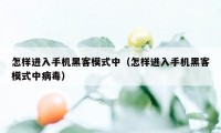 怎样进入手机黑客模式中(怎样进入手机黑客模式中病毒)