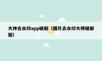 大神去水印app破解(图片去水印大师破解版)
