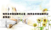 如何合并微信聊天记录(如何合并微信聊天记录发送)