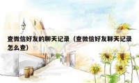 查微信好友的聊天记录(查微信好友聊天记录怎么查)