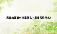 黑客的正面叫法是什么（黑客又称什么）