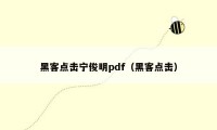 黑客点击宁俊明pdf(黑客点击)