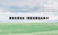 黑客交易流水(黑客交易流水多少)