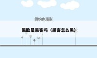 黑脸是黑客吗（黑客怎么黑）