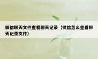 微信聊天文件查看聊天记录(微信怎么查看聊天记录文件)